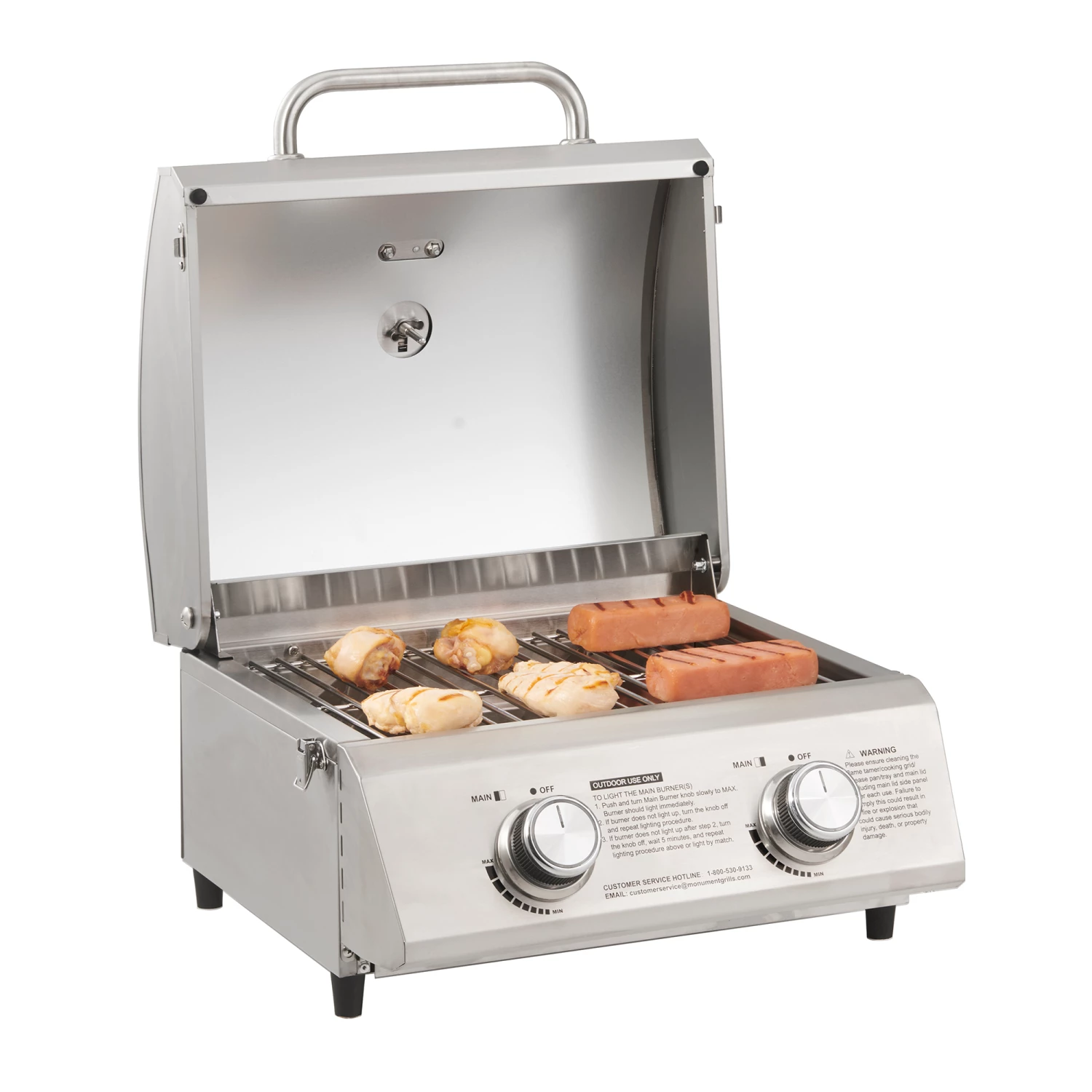Monument Grills 2-Burner Portable Tabletop Propane Gas Grill - Stainless Steel 3 Monument Grills 2-Burner Portable Tabletop Propane Gas Grill - Stainless Steel