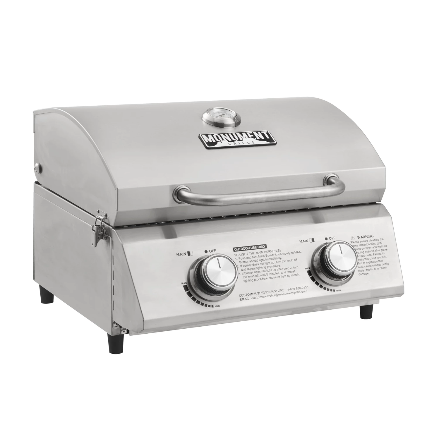 Monument Grills 2-Burner Portable Tabletop Propane Gas Grill - Stainless Steel 12 Monument Grills 2-Burner Portable Tabletop Propane Gas Grill - Stainless Steel - Image 10