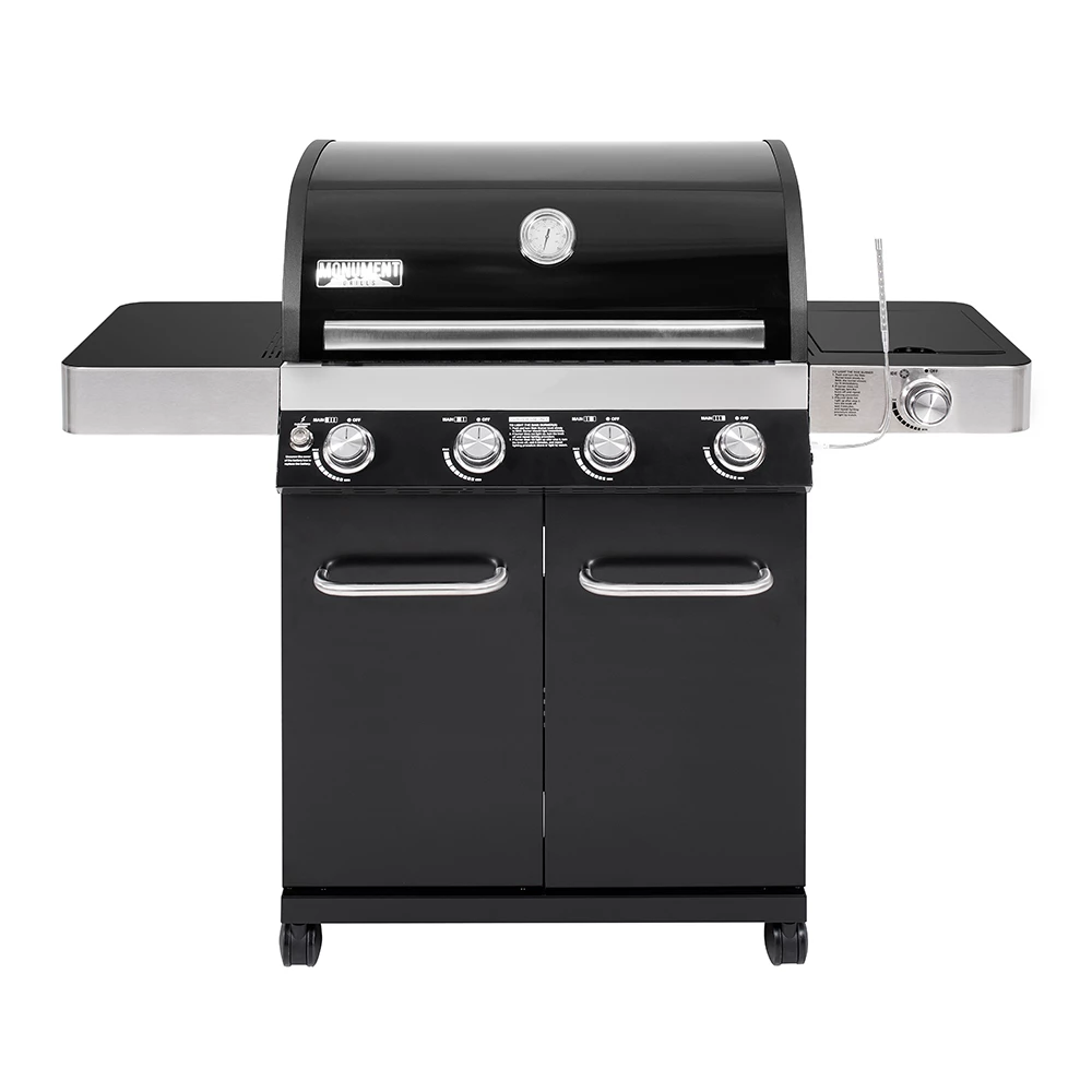 Monument Grills 4-Burner Propane Gas Grill In Black Porcelain Enamel With Side Burner And LED Controls 8 Monument Grills 4-Burner Propane Gas Grill In Black Porcelain Enamel With Side Burner And LED Controls - Image 6