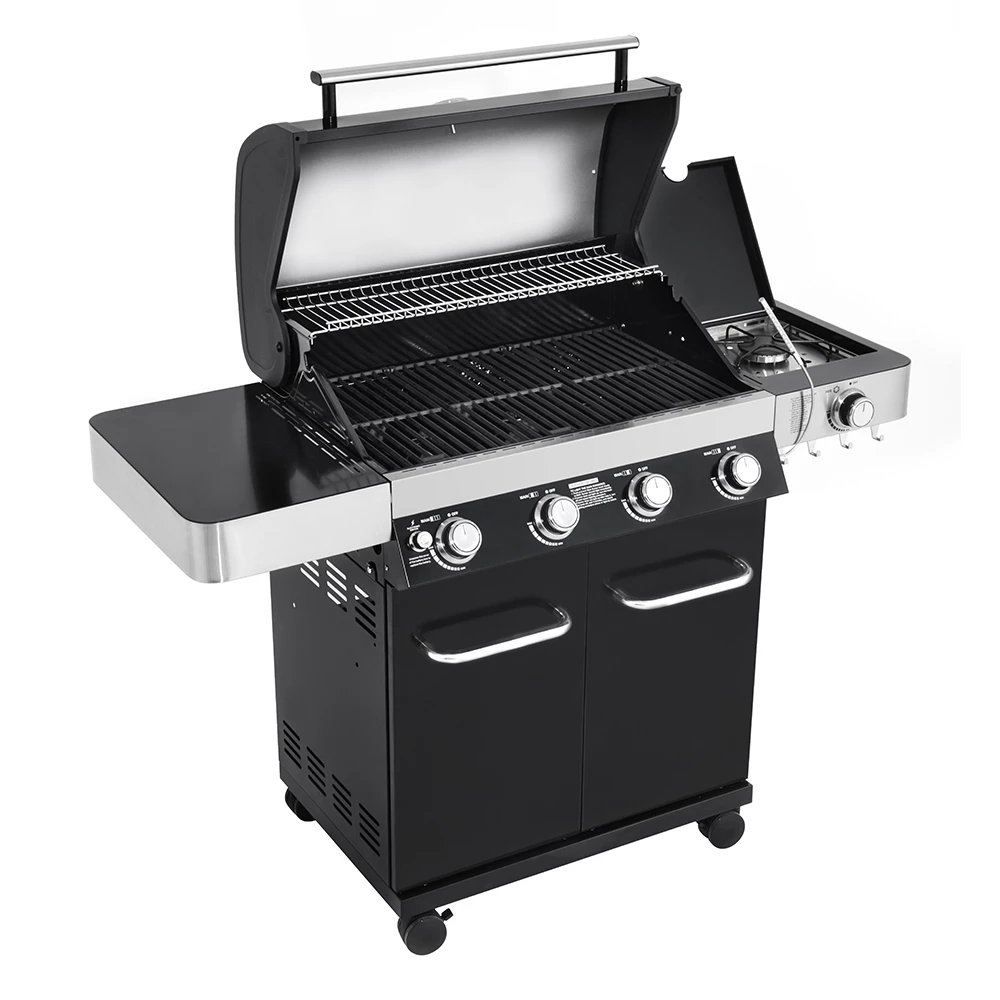 Monument Grills 4-Burner Propane Gas Grill In Black Porcelain Enamel With Side Burner And LED Controls 10 Monument Grills 4-Burner Propane Gas Grill In Black Porcelain Enamel With Side Burner And LED Controls - Image 8