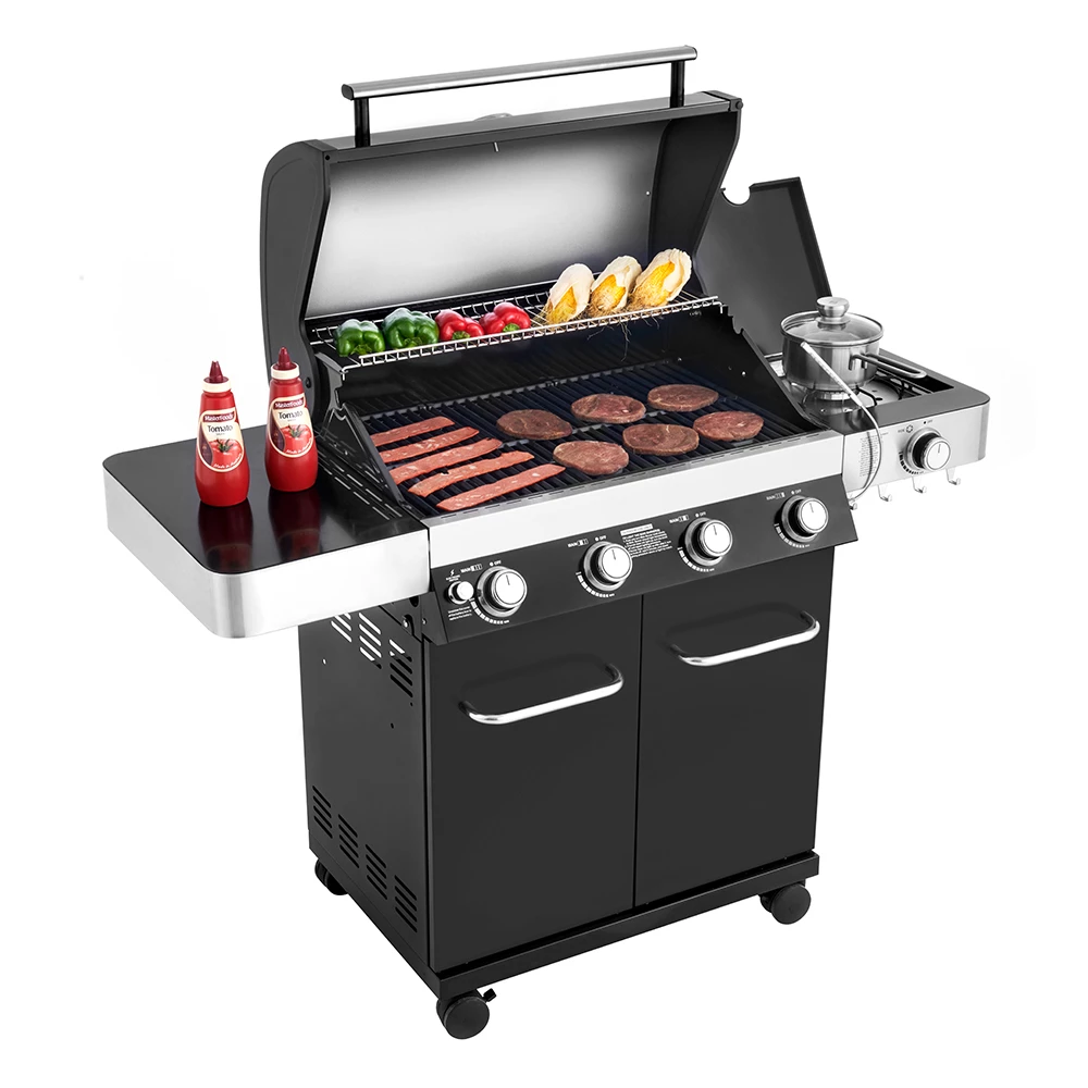 Monument Grills 4-Burner Propane Gas Grill In Black Porcelain Enamel With Side Burner And LED Controls 11 Monument Grills 4-Burner Propane Gas Grill In Black Porcelain Enamel With Side Burner And LED Controls - Image 9