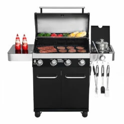 Monument Grills 4-Burner Propane Gas Grill In Black Porcelain Enamel With Side Burner And LED Controls 21 Monument Grills 4-Burner Propane Gas Grill In Black Porcelain Enamel With Side Burner And LED Controls -BBQDIRECT Shop 13892 05