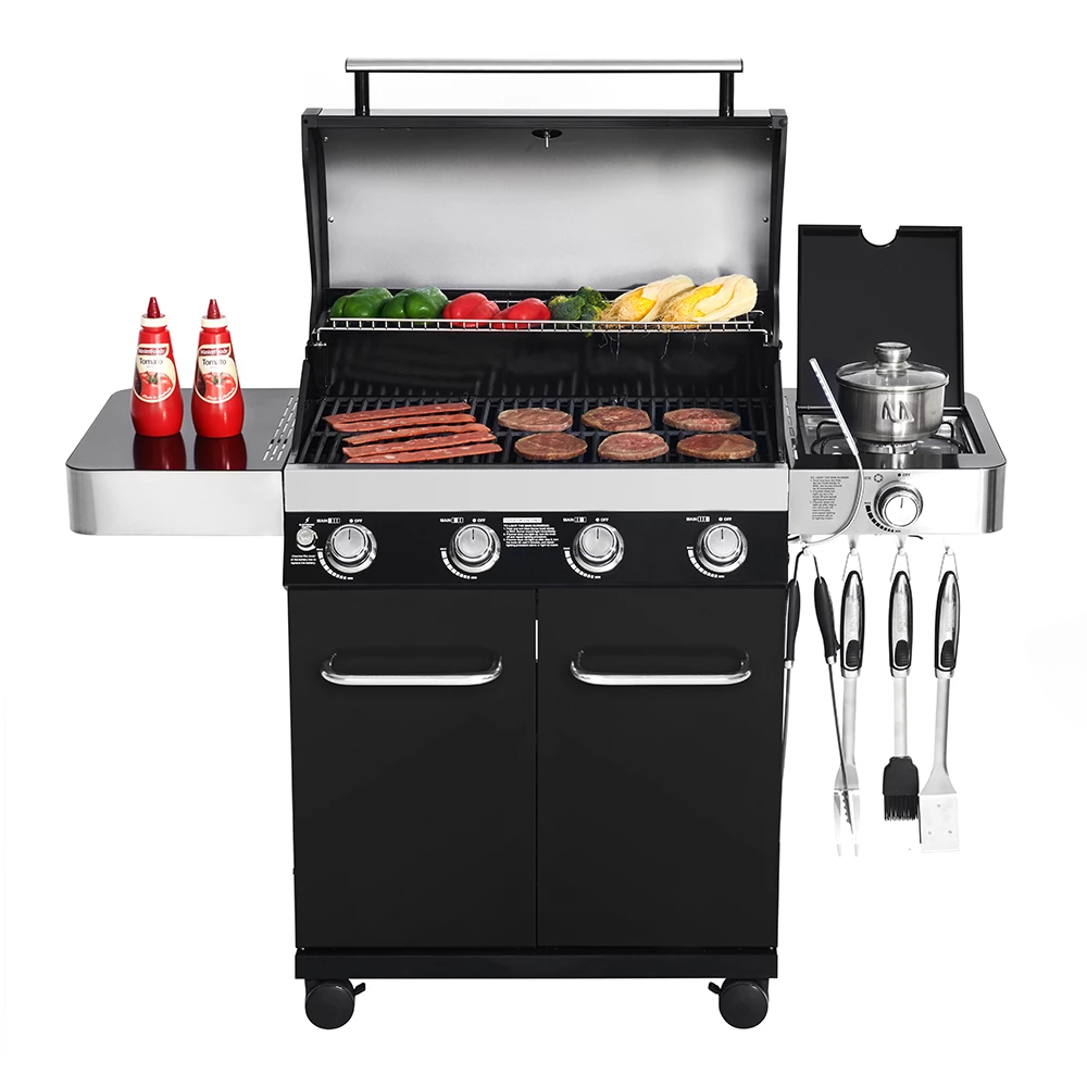 Monument Grills 4-Burner Propane Gas Grill In Black Porcelain Enamel With Side Burner And LED Controls 12 Monument Grills 4-Burner Propane Gas Grill In Black Porcelain Enamel With Side Burner And LED Controls - Image 10