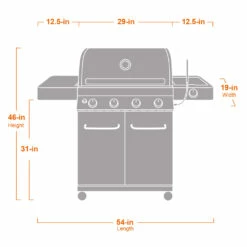 Monument Grills 4-Burner Propane Gas Grill In Black Porcelain Enamel With Side Burner And LED Controls 15 Monument Grills 4-Burner Propane Gas Grill In Black Porcelain Enamel With Side Burner And LED Controls -BBQDIRECT Shop 13892 Size