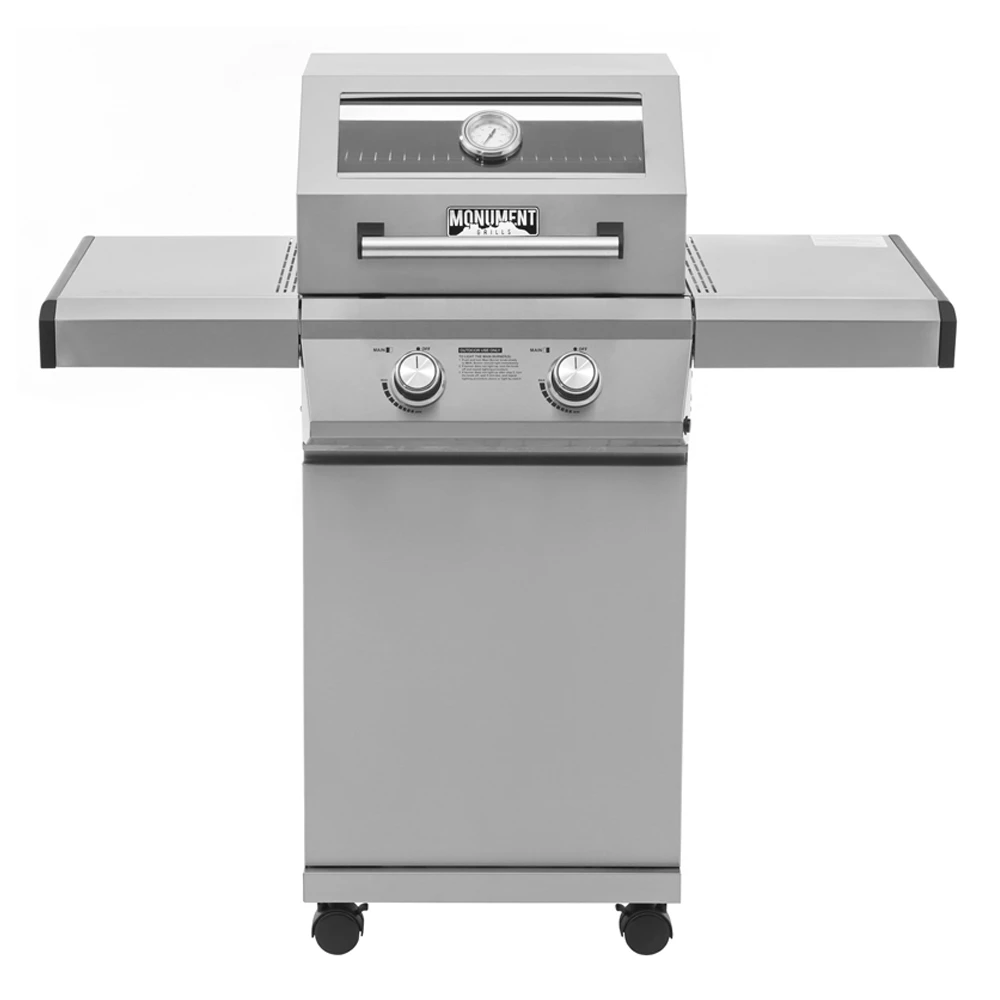 Monument Grills 2-Burner Propane Gas Grill In Stainless Steel With Clear View Lid And Collapsible Shelves 4 Monument Grills 2-Burner Propane Gas Grill In Stainless Steel With Clear View Lid And Collapsible Shelves - Image 2