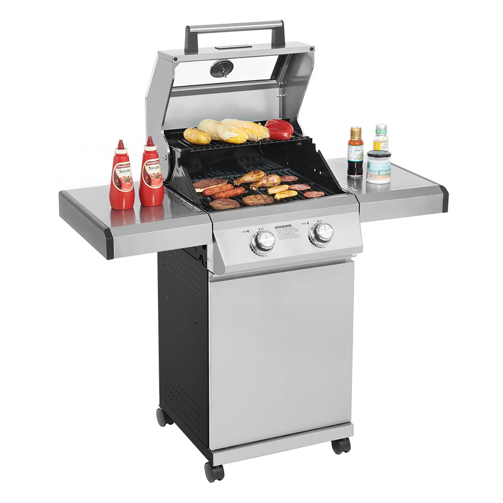 Monument Grills 2-Burner Propane Gas Grill In Stainless Steel With Clear View Lid And Collapsible Shelves 3 Monument Grills 2-Burner Propane Gas Grill In Stainless Steel With Clear View Lid And Collapsible Shelves