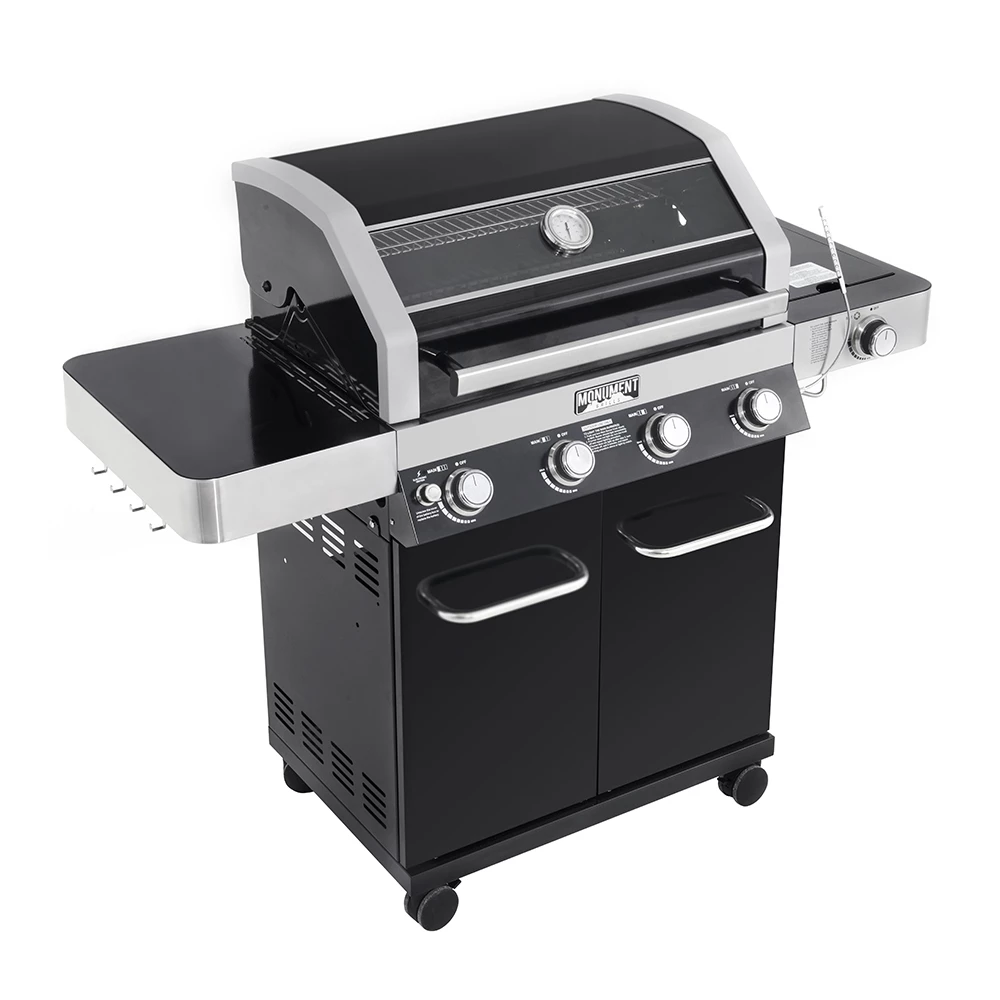 Monument Grills 4-Burner Propane Gas Grill In Black Porcelain Enamel With Clear View Lid, LED Controls, And Side Burner 8 Monument Grills 4-Burner Propane Gas Grill In Black Porcelain Enamel With Clear View Lid, LED Controls, And Side Burner - Image 6