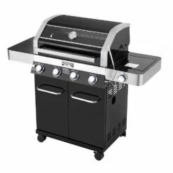 Monument Grills 4-Burner Propane Gas Grill In Black Porcelain Enamel With Clear View Lid, LED Controls, And Side Burner 18 Monument Grills 4-Burner Propane Gas Grill In Black Porcelain Enamel With Clear View Lid, LED Controls, And Side Burner -BBQDIRECT Shop 24633 03