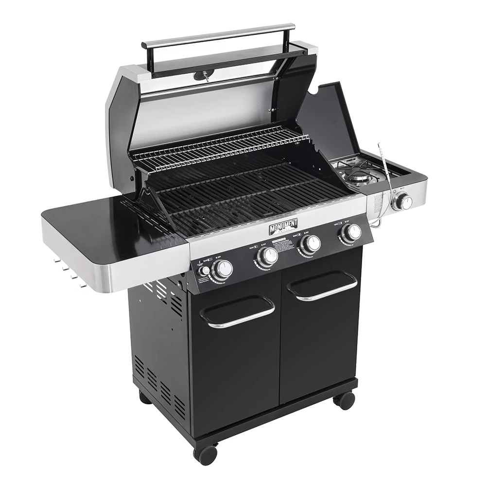 Monument Grills 4-Burner Propane Gas Grill In Black Porcelain Enamel With Clear View Lid, LED Controls, And Side Burner 10 Monument Grills 4-Burner Propane Gas Grill In Black Porcelain Enamel With Clear View Lid, LED Controls, And Side Burner - Image 8