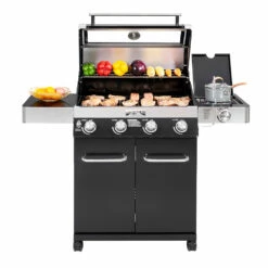 Monument Grills 4-Burner Propane Gas Grill In Black Porcelain Enamel With Clear View Lid, LED Controls, And Side Burner 14 Monument Grills 4-Burner Propane Gas Grill In Black Porcelain Enamel With Clear View Lid, LED Controls, And Side Burner -BBQDIRECT Shop 24633 11
