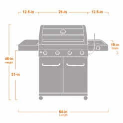 Monument Grills 4-Burner Propane Gas Grill In Black Porcelain Enamel With Clear View Lid, LED Controls, And Side Burner 16 Monument Grills 4-Burner Propane Gas Grill In Black Porcelain Enamel With Clear View Lid, LED Controls, And Side Burner -BBQDIRECT Shop 24633 Size