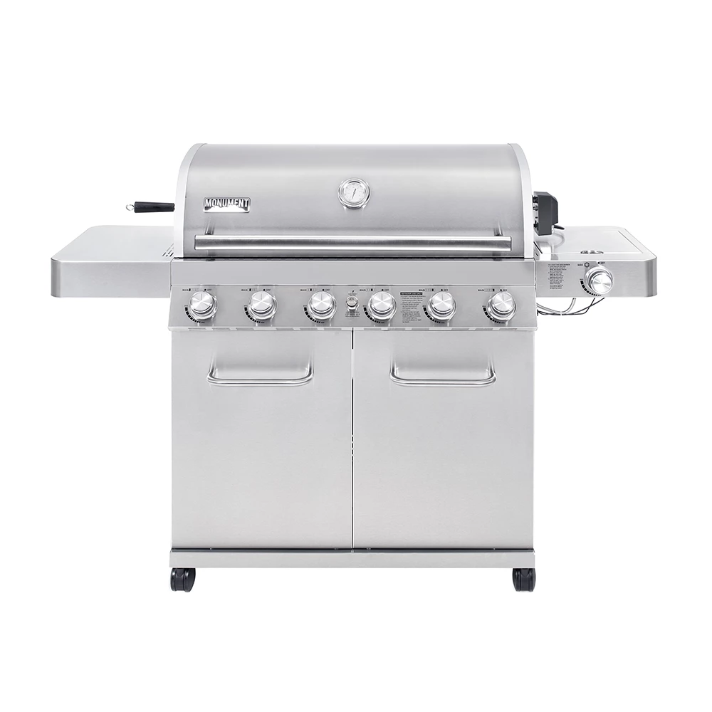 Monument Grills 6-Burner Propane Gas Grill In Stainless With LED Controls, Rotisserie Kit, And Side Burner 3 Monument Grills 6-Burner Propane Gas Grill In Stainless With LED Controls, Rotisserie Kit, And Side Burner
