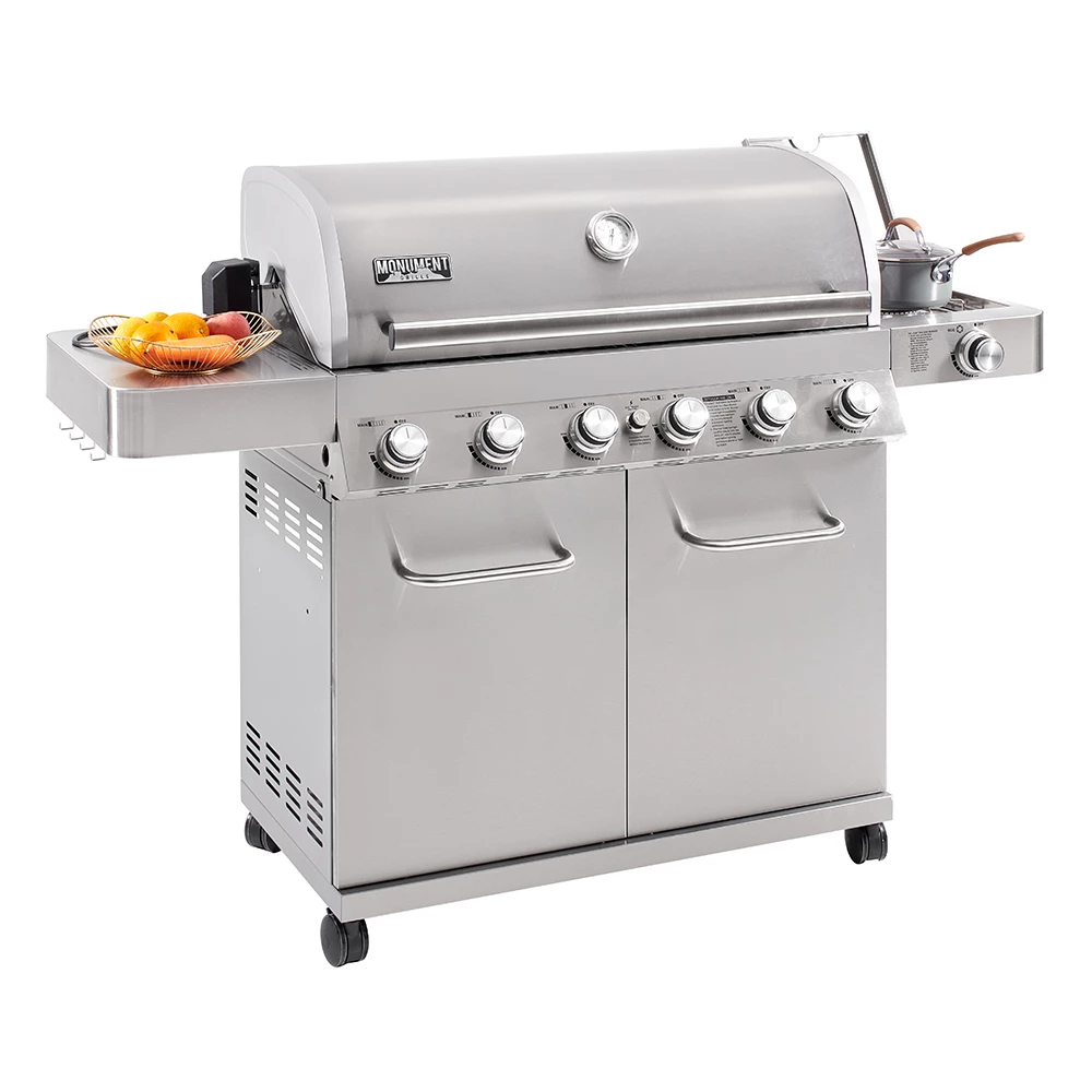 Monument Grills 6-Burner Propane Gas Grill In Stainless With LED Controls, Rotisserie Kit, And Side Burner 4 Monument Grills 6-Burner Propane Gas Grill In Stainless With LED Controls, Rotisserie Kit, And Side Burner - Image 2
