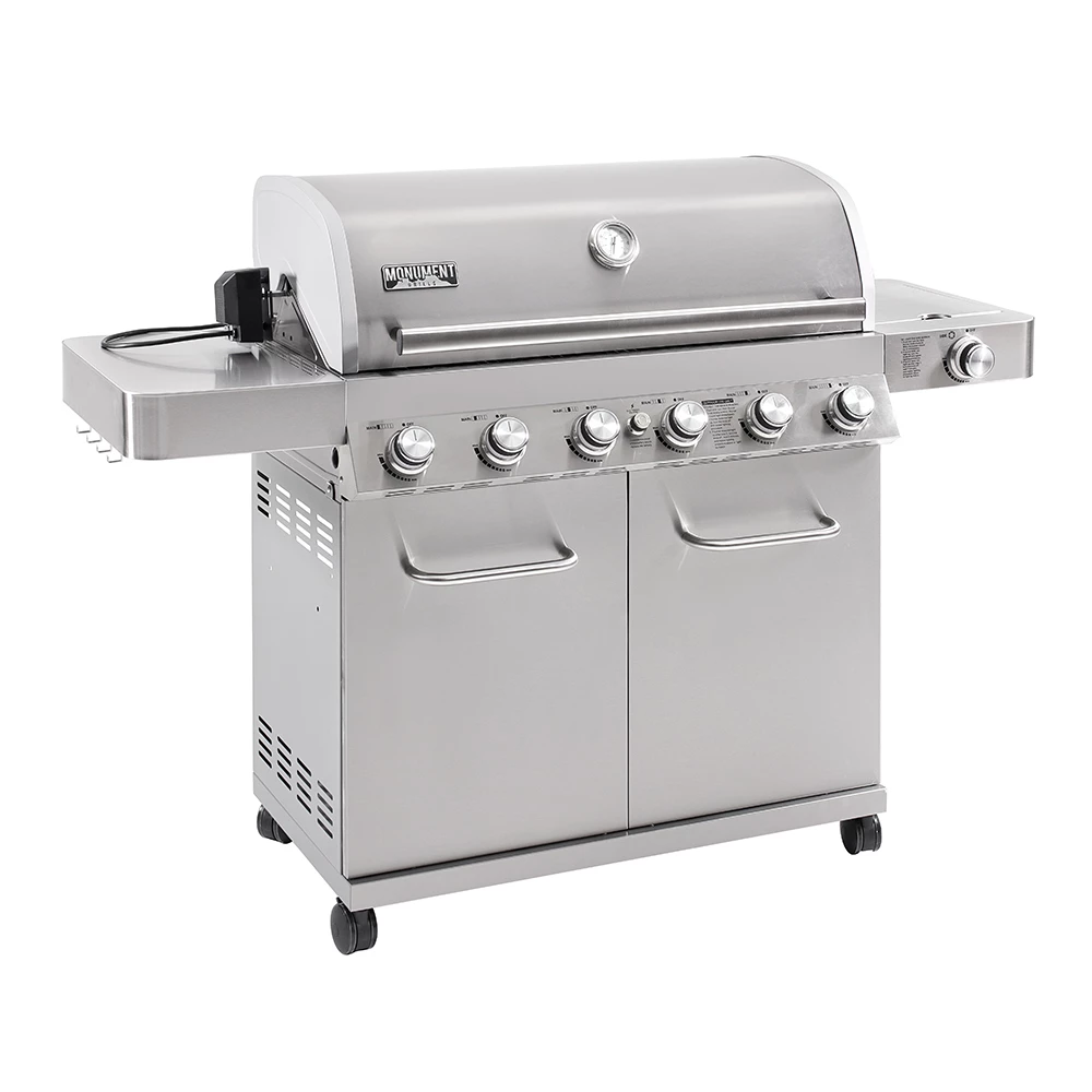 Monument Grills 6-Burner Propane Gas Grill In Stainless With LED Controls, Rotisserie Kit, And Side Burner 5 Monument Grills 6-Burner Propane Gas Grill In Stainless With LED Controls, Rotisserie Kit, And Side Burner - Image 3