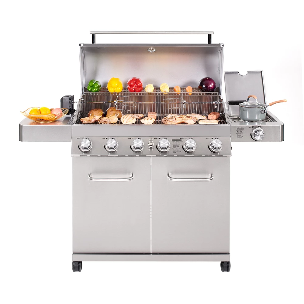 Monument Grills 6-Burner Propane Gas Grill In Stainless With LED Controls, Rotisserie Kit, And Side Burner 6 Monument Grills 6-Burner Propane Gas Grill In Stainless With LED Controls, Rotisserie Kit, And Side Burner - Image 4