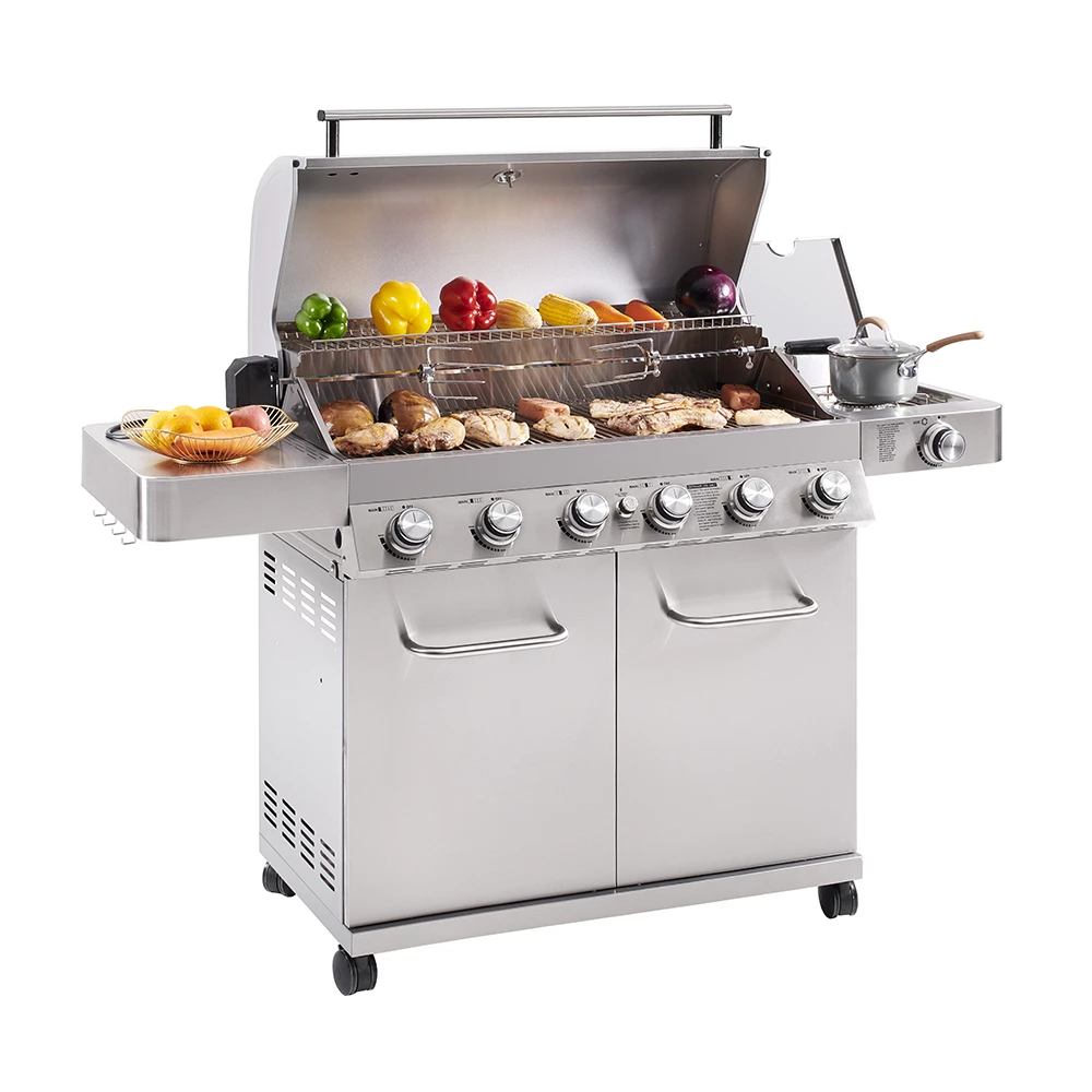 Monument Grills 6-Burner Propane Gas Grill In Stainless With LED Controls, Rotisserie Kit, And Side Burner 7 Monument Grills 6-Burner Propane Gas Grill In Stainless With LED Controls, Rotisserie Kit, And Side Burner - Image 5