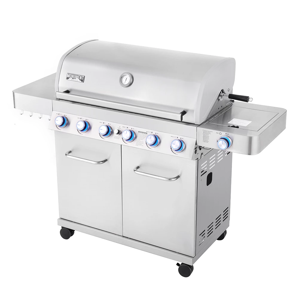 Monument Grills 6-Burner Propane Gas Grill In Stainless With LED Controls, Rotisserie Kit, And Side Burner 8 Monument Grills 6-Burner Propane Gas Grill In Stainless With LED Controls, Rotisserie Kit, And Side Burner - Image 6