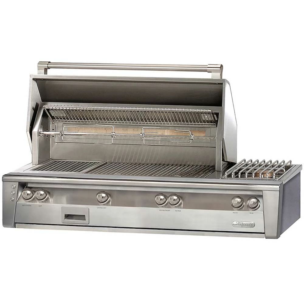Alfresco Grills ALXE 56-Inch 3-Burner Built-In Natural Gas Grill With Sear Zone, Rear Infrared Burner And Side Burner 3 Alfresco Grills ALXE 56-Inch 3-Burner Built-In Natural Gas Grill With Sear Zone, Rear Infrared Burner And Side Burner