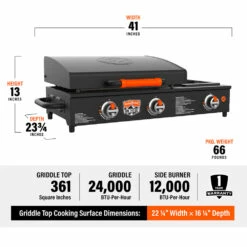 Blackstone Griddle On The Go 22-Inch 2-Burner Tabletop Propane Gas Commercial Style Flat Top Griddle Rangetop Combo With Hood 8 Blackstone Griddle On The Go 22-Inch 2-Burner Tabletop Propane Gas Commercial Style Flat Top Griddle Rangetop Combo With Hood -BBQDIRECT Shop Blackstone Griddle On the Go 22 Inch 2 Burner Tabletop Propane Gas Commercial Style Flat Top Griddle Rangetop Combo with Hood 1860 Details