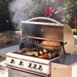 Blaze Grills 34-Inch 4-Burner Freestanding Propane Gas Grill -BBQDIRECT Shop Blaze Grills 34 Inch 4 Burner Freestanding Propane Gas Grill BLZ 4 LP BLZ 4 CART Lifestyle
