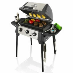 Broil King Porta-Chef 320 18,000 BTU Portable Propane Gas Grill -BBQDIRECT Shop Broil King 952654 Porta Chef 320 18000 BTU Portable Propane Gas Grill Side View