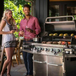 Broil King Regal S590 Pro IR 5-Burner Freestanding Natural Gas Grill With Rear Burner And Infrared Side Burner -BBQDIRECT Shop Broil King 958944 Regal S590 Pro IR 5 Burner Freestanding Propane Gas Grill with Rear Infrared Burner and Side Burner Lifestyle