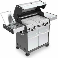 Broil King Baron S590 Pro IR 5-Burner Freestanding Natural Gas Grill With Rear Burner And Infrared Side Burner -BBQDIRECT Shop Broil King Baron S590 Pro 5 Burner Freestanding Propane Gas Grill with Rear Infrared Burner and Infrared Side Burner Side View