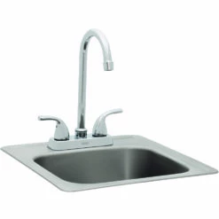 Bull BBQ Fully-Assembled 9 Ft. Gourmet-Q Raised Bar BBQ Island With 30-Inch Angus Grill, Fridge, Double Side Burner, 30-Inch Double Access Door, 30-Inch Access Door & Double Drawer Combo And Stainless Steel Sink - Rock Base And Tile Countertop 20 Bull BBQ Fully-Assembled 9 Ft. Gourmet-Q Raised Bar BBQ Island With 30-Inch Angus Grill, Fridge, Double Side Burner, 30-Inch Double Access Door, 30-Inch Access Door & Double Drawer Combo And Stainless Steel Sink - Rock Base And Tile Countertop -BBQDIRECT Shop Bull BBQ 15 Inch Outdoor Rated Single Bowl Stainless Steel Drop In Small Sink with Hot and Cold Faucet 12389