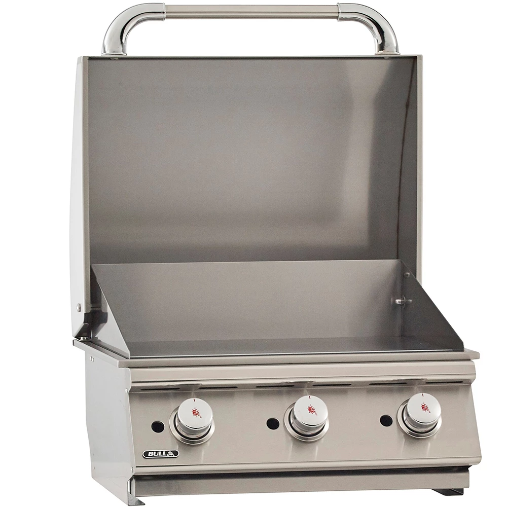 Bull BBQ 24-Inch 3-Burner Built-In Propane Gas Commercial Style Flat Top Griddle 3 Bull BBQ 24-Inch 3-Burner Built-In Propane Gas Commercial Style Flat Top Griddle