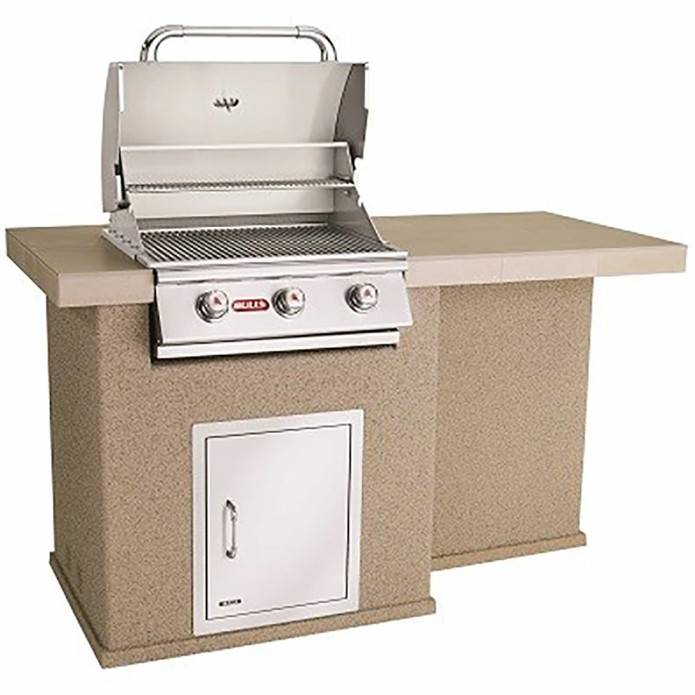 Bull BBQ Fully-Assembled 6 Ft. El Dorado BBQ Island With 25-Inch Steer Premium Grill And Vertical Door - Brown Stucco 3 Bull BBQ Fully-Assembled 6 Ft. El Dorado BBQ Island With 25-Inch Steer Premium Grill And Vertical Door - Brown Stucco