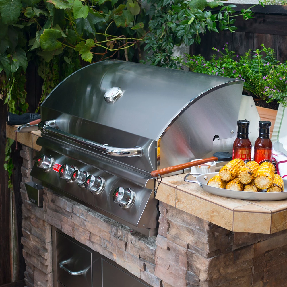 Bull BBQ Fully-Assembled 5 Ft. Master-Q BBQ Island With 30-Inch Angus Grill And 30-Inch Double Door - Rock Base And Tile Countertop 10 Bull BBQ Fully-Assembled 5 Ft. Master-Q BBQ Island With 30-Inch Angus Grill And 30-Inch Double Door - Rock Base And Tile Countertop - Image 8