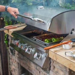 Bull BBQ Fully-Assembled 9 Ft. Gourmet-Q Raised Bar BBQ Island With 30-Inch Angus Grill, Fridge, Double Side Burner, 30-Inch Double Access Door, 30-Inch Access Door & Double Drawer Combo And Stainless Steel Sink - Rock Base And Tile Countertop 21 Bull BBQ Fully-Assembled 9 Ft. Gourmet-Q Raised Bar BBQ Island With 30-Inch Angus Grill, Fridge, Double Side Burner, 30-Inch Double Access Door, 30-Inch Access Door & Double Drawer Combo And Stainless Steel Sink - Rock Base And Tile Countertop -BBQDIRECT Shop Bull BBQ Angus 30 Inch 4 Burner Built In Natural Gas Grill with Rear Infrared Burner 47629 Lifestyle Open