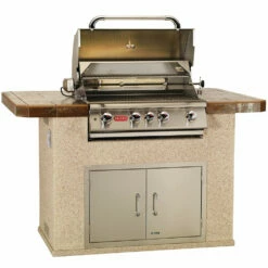 Bull BBQ Fully-Assembled 5 Ft. Master-Q BBQ Island With 30-Inch Angus Grill And 30-Inch Double Door - Stucco Base And Tile Countertop