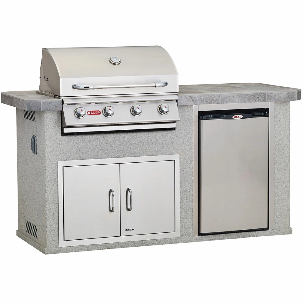 Bull BBQ Fully-Assembled 6 Ft. Power-Q BBQ Island With 30-Inch Outlaw Grill, Fridge And 30-Inch Double Door - Stucco Base And Tile Countertop 6 Bull BBQ Fully-Assembled 6 Ft. Power-Q BBQ Island With 30-Inch Outlaw Grill, Fridge And 30-Inch Double Door - Stucco Base And Tile Countertop - Image 4
