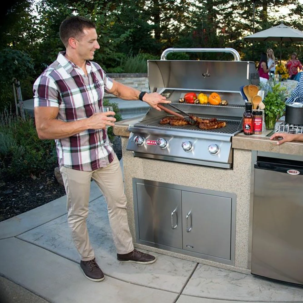 Bull BBQ Fully-Assembled 6 Ft. Power-Q BBQ Island With 30-Inch Outlaw Grill, Fridge And 30-Inch Double Door - Stucco Base And Tile Countertop 5 Bull BBQ Fully-Assembled 6 Ft. Power-Q BBQ Island With 30-Inch Outlaw Grill, Fridge And 30-Inch Double Door - Stucco Base And Tile Countertop - Image 3