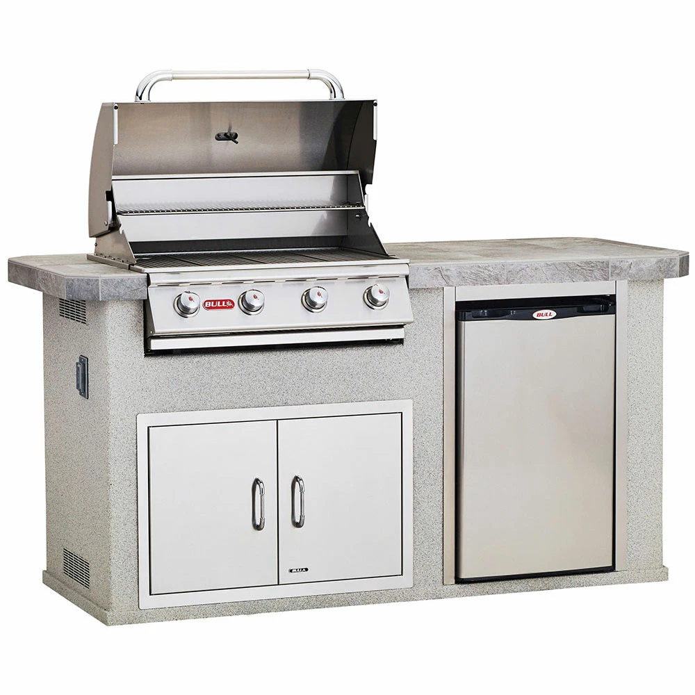 Bull BBQ Fully-Assembled 6 Ft. Power-Q BBQ Island With 30-Inch Outlaw Grill, Fridge And 30-Inch Double Door - Stucco Base And Tile Countertop 3 Bull BBQ Fully-Assembled 6 Ft. Power-Q BBQ Island With 30-Inch Outlaw Grill, Fridge And 30-Inch Double Door - Stucco Base And Tile Countertop