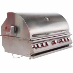 Cal Flame Convection Series 40-Inch 5-Burner Built-In Propane Gas Grill With Infrared Backburner -BBQDIRECT Shop Cal Flame Convection Series 40 Inch 5 Burner Built In Propane Gas Grill BBQ18875CP Side View Angle