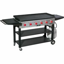Camp Chef 46-Inch 6-Burner Freestanding Propane Gas Commercial Style Flat Top Griddle 21 Camp Chef 46-Inch 6-Burner Freestanding Propane Gas Commercial Style Flat Top Griddle -BBQDIRECT Shop Camp Chef 46 Inch 6 Burner Freestanding Propane Gas Commercial Style Flat Top Griddle Side View