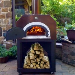 Chicago Brick Oven CBO-750 Mobile Wood-Fired Residential Outdoor Pizza Oven - Copper -BBQDIRECT Shop Chicago Brick Oven CBO 750 Mobile Wood Fired Residential Outdoor Pizza Oven Copper CBO O MBL 750CV Lifestyle