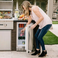 Coyote Ready-To-Assemble 6 Ft. Deluxe Outdoor Kitchen Island For Propane Gas Grill And Access Door - White Stacked Stone 19 Coyote Ready-To-Assemble 6 Ft. Deluxe Outdoor Kitchen Island For Propane Gas Grill And Access Door - White Stacked Stone -BBQDIRECT Shop Coyote 21 Inch 4 1 Cu Ft Right Hinge Outdoor Rated Compact Refrigerator CBIR R Lifestyle Open