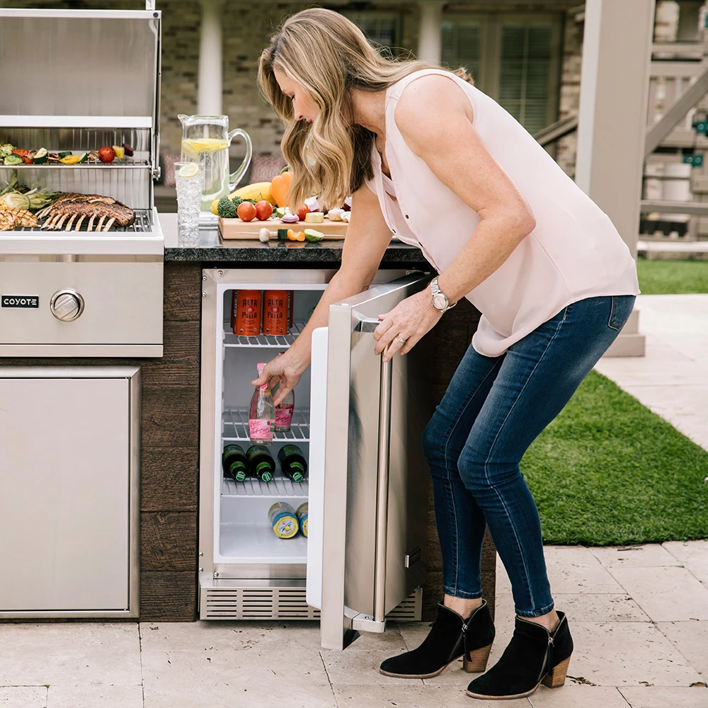 Coyote Ready-To-Assemble 6 Ft. Deluxe Outdoor Kitchen Island For Propane Gas Grill And Access Door - White Stacked Stone 10 Coyote Ready-To-Assemble 6 Ft. Deluxe Outdoor Kitchen Island For Propane Gas Grill And Access Door - White Stacked Stone - Image 8