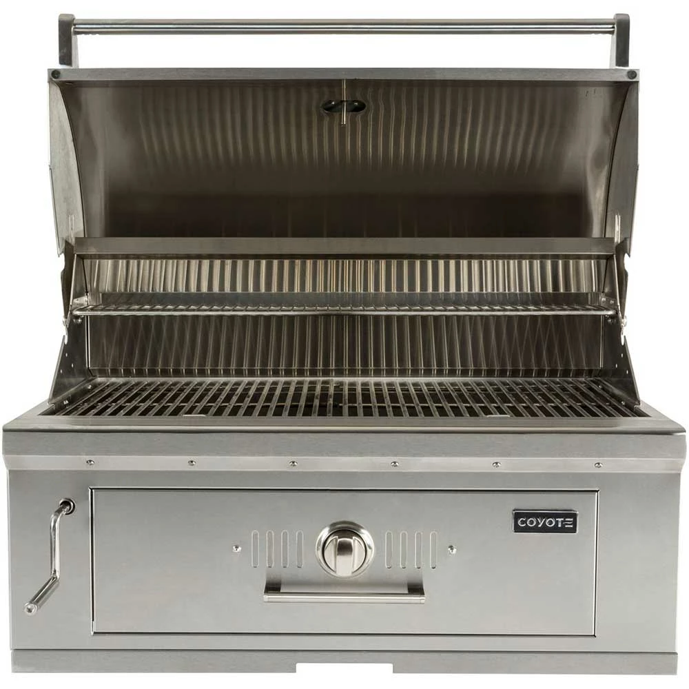 Coyote 36-Inch Built-In Stainless Steel Charcoal Grill With Adjustable Charcoal Tray 3 Coyote 36-Inch Built-In Stainless Steel Charcoal Grill With Adjustable Charcoal Tray