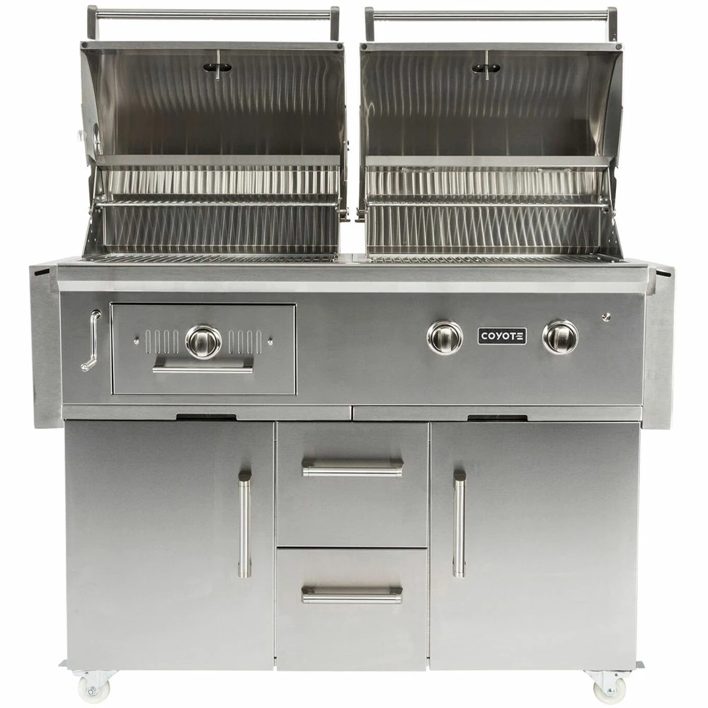 Coyote 50-Inch 2-Burner Freestanding Natural Gas/Charcoal Dual Fuel Hybrid Grill 4 Coyote 50-Inch 2-Burner Freestanding Natural Gas/Charcoal Dual Fuel Hybrid Grill - Image 2