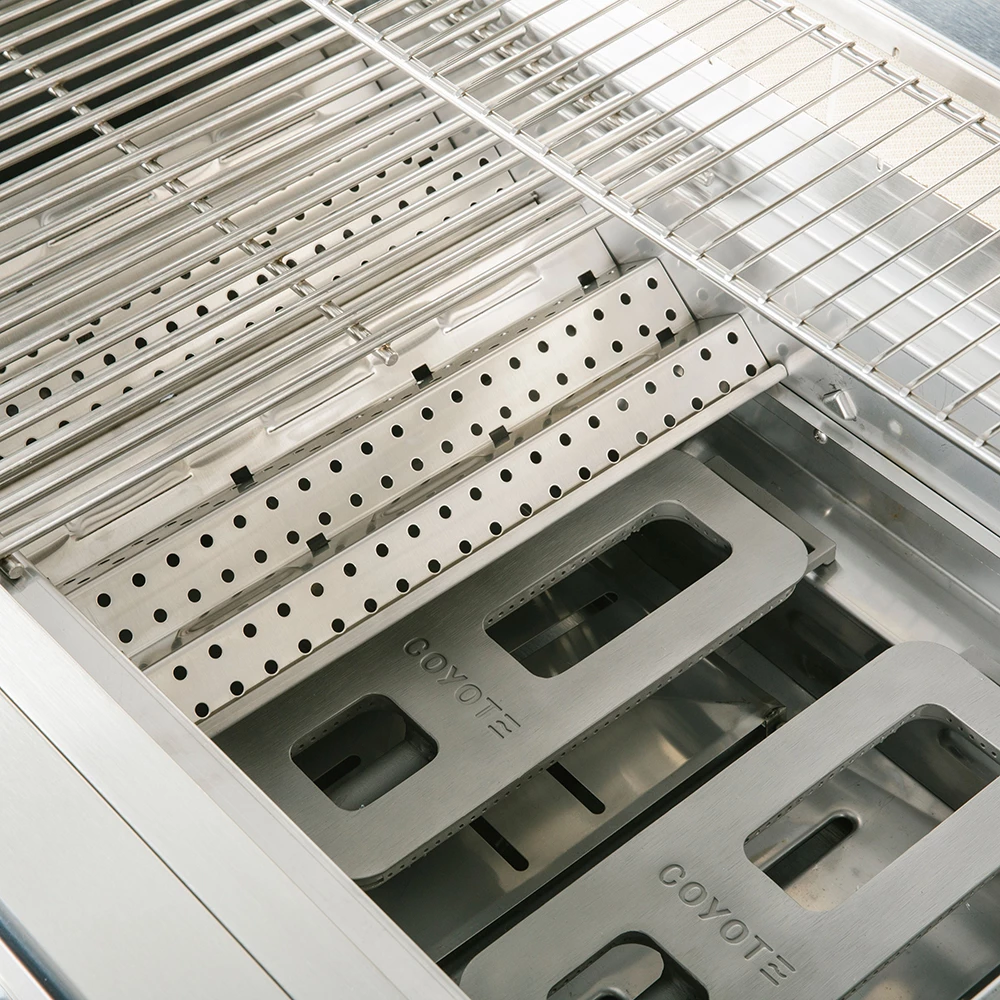 Coyote Ready-To-Assemble 6 Ft. Outdoor Kitchen Island For Propane Gas Grill And Access Door - Brown Weathered Wood 12 Coyote Ready-To-Assemble 6 Ft. Outdoor Kitchen Island For Propane Gas Grill And Access Door - Brown Weathered Wood - Image 10