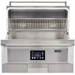 Coyote Touch-Screen Controlled 36-Inch 304 Stainless Steel Built-In Pellet Grill -BBQDIRECT Shop Coyote C1P36 Touch Screen Controlled 36 Inch 304 Stainless Steel Built In Pellet Grill Open