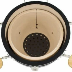 Coyote 18-Inch Asado Ceramic Kamado Grill With Stainless Steel Cart -BBQDIRECT Shop Coyote Grill 18 Inch Asado Ceramic Kamado Grill C1CHCS FS Internal View