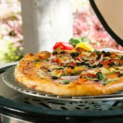 Coyote 18-Inch Asado Ceramic Kamado Grill With Stainless Steel Cart -BBQDIRECT Shop Coyote Grill 18 Inch Asado Ceramic Kamado Grill C1CHCS FS Lifestyle Pizza Detail