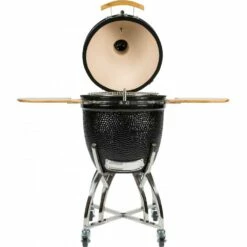 Coyote 18-Inch Asado Ceramic Kamado Grill With Stainless Steel Cart -BBQDIRECT Shop Coyote Grill 18 Inch Asado Ceramic Kamado Grill C1CHCS FS Open
