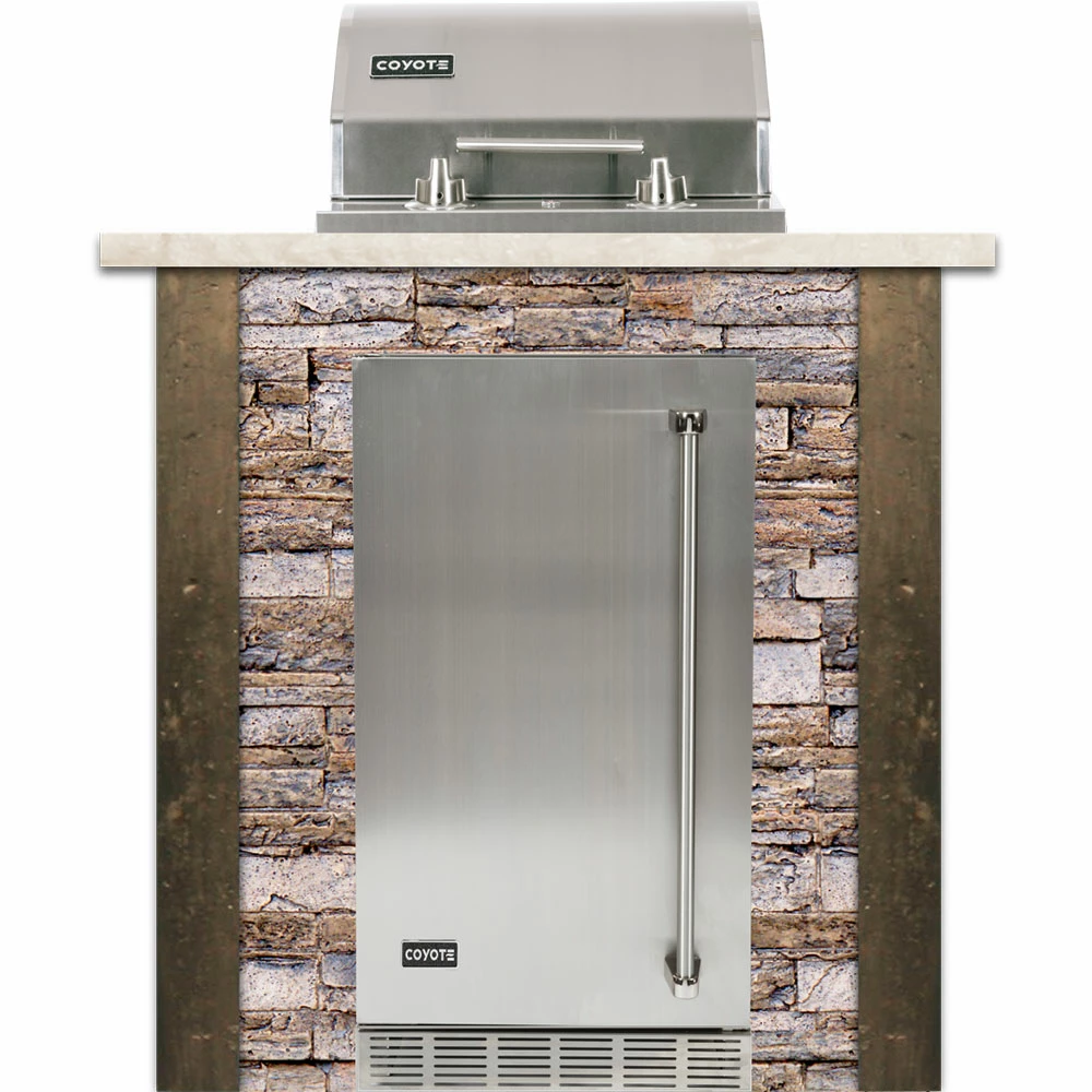 Coyote Ready-To-Assemble 3 Ft. Outdoor Kitchen Island For Electric Grill And Refrigerator - Brown Stacked Stone 3 Coyote Ready-To-Assemble 3 Ft. Outdoor Kitchen Island For Electric Grill And Refrigerator - Brown Stacked Stone
