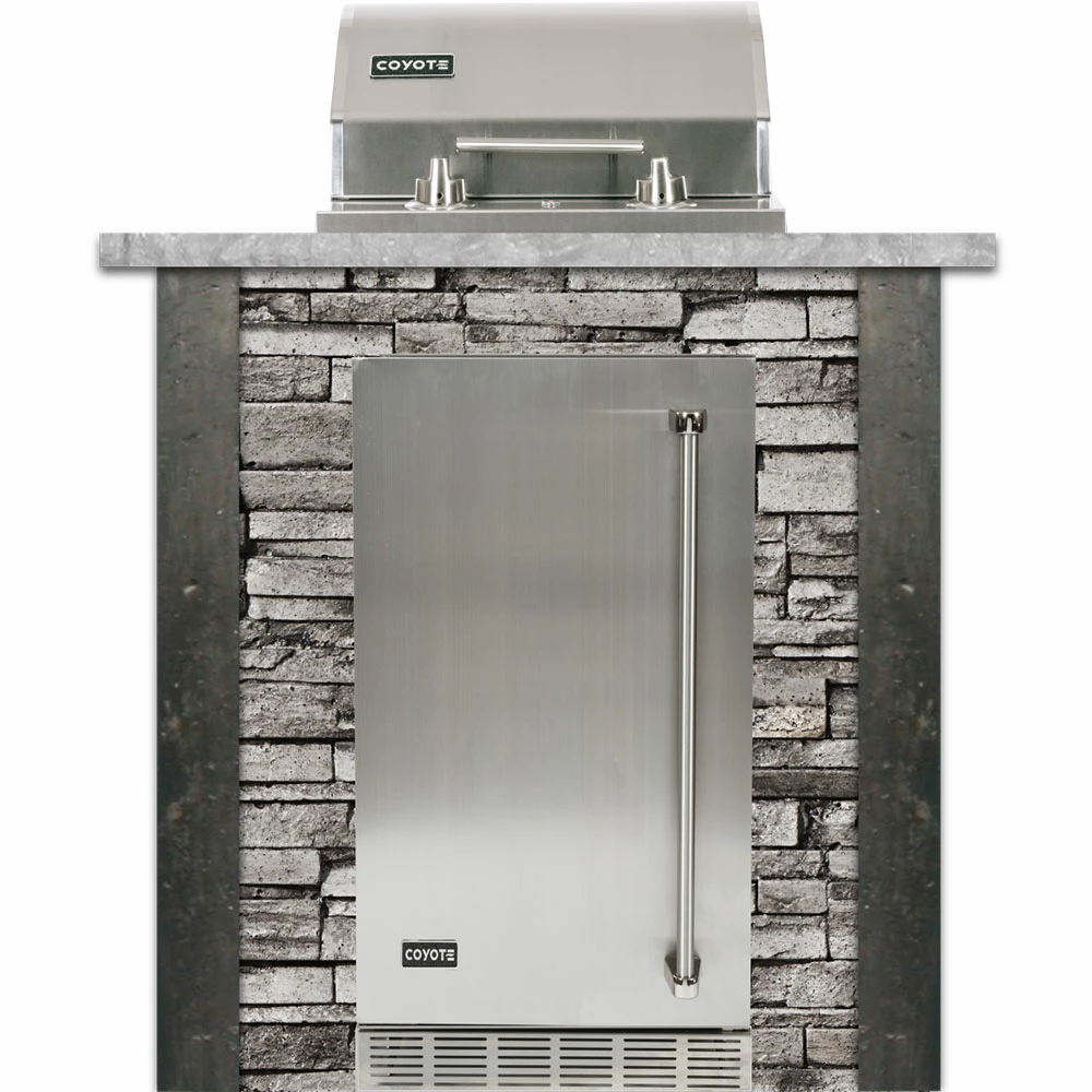 Coyote Ready-To-Assemble 3 Ft. Outdoor Kitchen Island For Electric Grill And Refrigerator - Gray Stacked Stone 3 Coyote Ready-To-Assemble 3 Ft. Outdoor Kitchen Island For Electric Grill And Refrigerator - Gray Stacked Stone